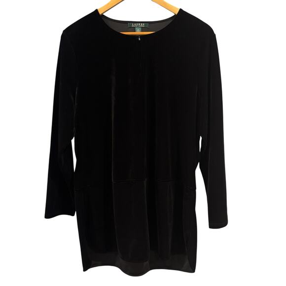 Ralph Lauren Black Velvet Tunic style top, Size XL - Picture 1 of 7
